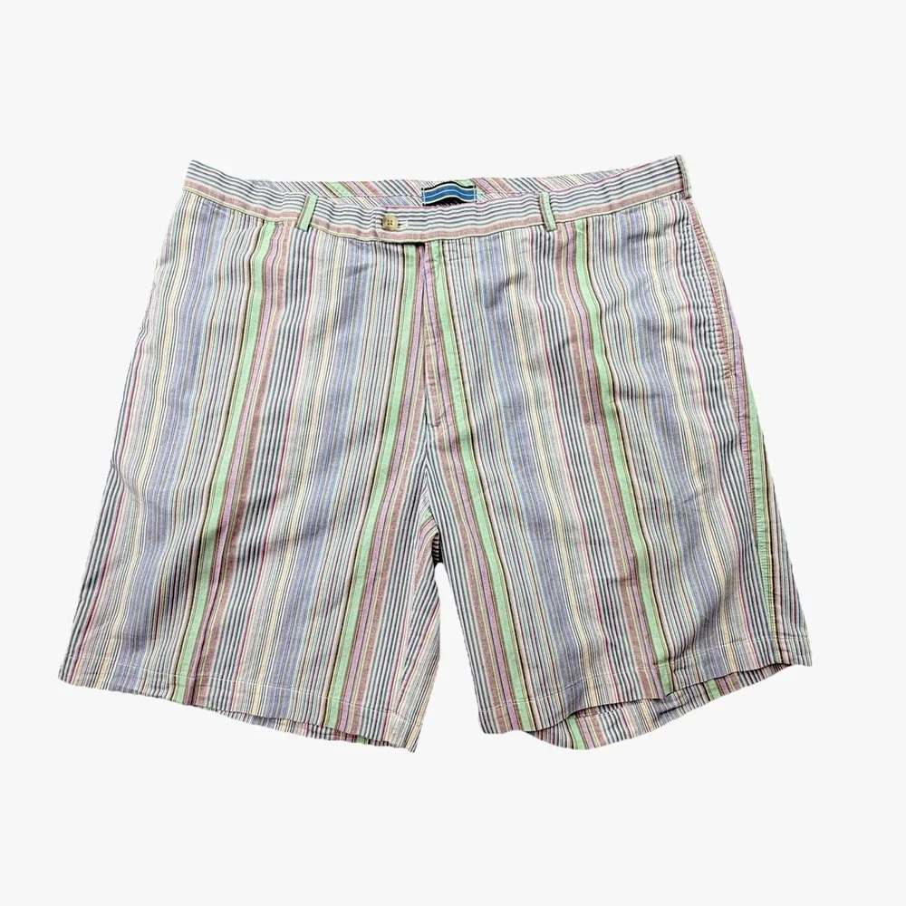 Peter Millar Mens Colorful Striped Cotton‎ Shorts Size 40 Pockets Multicolor